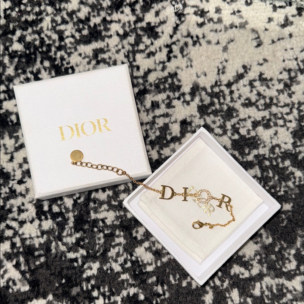 Dior Gold Chain Bracelet with Iconic Charm